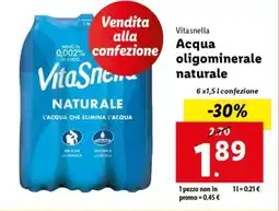 Lidl Vitasnella Acqua oligominerale naturale offerta