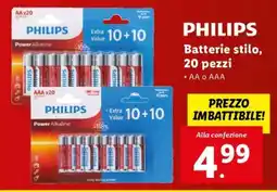 Lidl PHILIPS Batterie stilo, 20 pezzi offerta