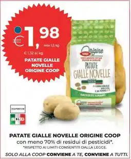 Coop PATATE GIALLE NOVELLE ORIGINE COOP offerta