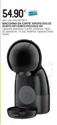 Coop Macchina da caffè Krups Dolce Gusto KP1A3B10 Piccolo XS offerta