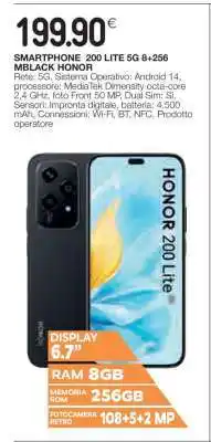 Coop SMARTPHONE 200 LITE 5G 8+256 MBLACK HONOR offerta