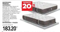 Coop MATERASSO MEMORY LEONARDO offerta