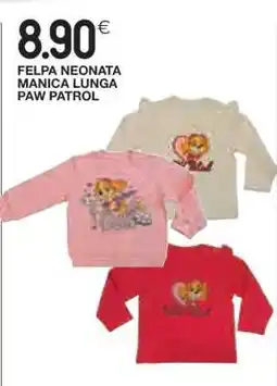 Coop Felpa Neonata Manica Lunga Paw Patrol offerta