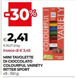 Coop MINI TAVOLETTE DI CIOCCOLATO COLOURFUL VARIETY RITTER SPORT offerta