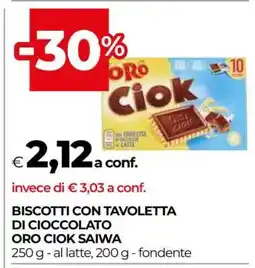Coop BISCOTTI CON TAVOLETTA DI CIOCCOLATO ORO CIOK SAIWA offerta