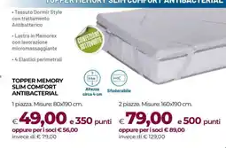 Coop TOPPER MEMORY SLIM COMFORT ANTIBACTERIAL 1 piazza offerta