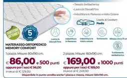 Coop MATERASSO ORTOPEDICO MEMORY COMFORT 1 piazza offerta