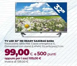 Coop TV LED 32” HD READY SA32B46 SABA offerta