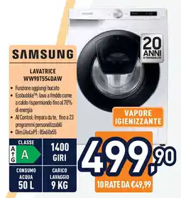 Unieuro SAMSUNG LAVATRICE WW90T554DAW offerta