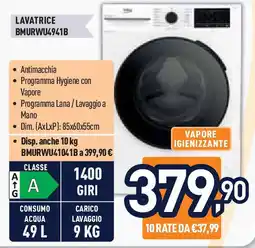 Unieuro beko LAVATRICE BMURWU4941B offerta
