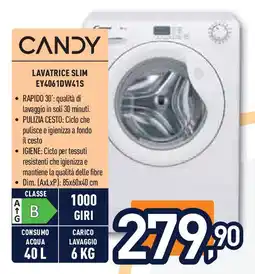 Unieuro CANDY LAVATRICE SLIM EY4061DW41S offerta