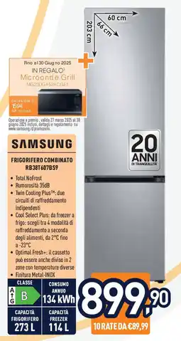 Unieuro SAMSUNG FRIGORIFERO COMBINATO RB38T607BS9 offerta