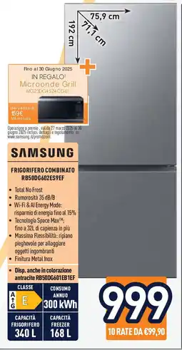Unieuro SAMSUNG FRIGORIFERO COMBINATO RB50DG602ES9EF offerta