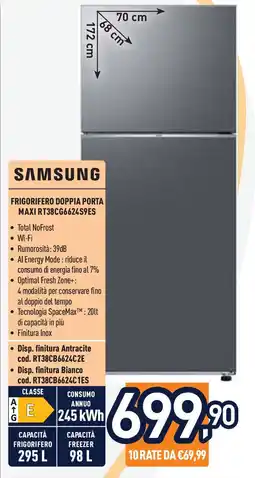 Unieuro SAMSUNG FRIGORIFERO DOPPIA PORTA MAXI RT38CG6624S9ES offerta