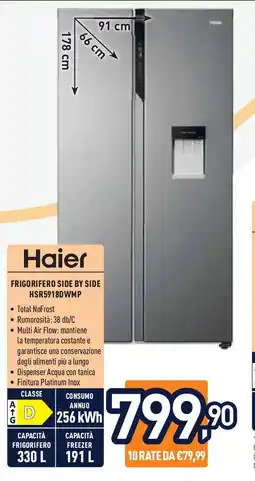 Unieuro Haier FRIGORIFERO SIDE BY SIDE HSR5918DWMP offerta