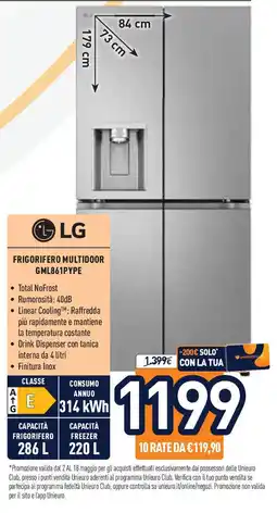 Unieuro LG FRIGORIFERO MULTIDOOR GML861PYPE offerta
