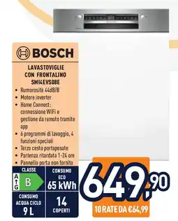 Unieuro BOSCH LAVASTOVIGLIE CON FRONTALINO SMI4EVS08E offerta