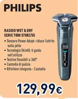Unieuro PHILIPS RASOIO WET & DRY SERIE 7000 S7882/55 offerta