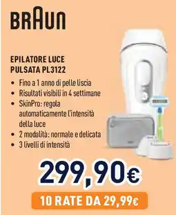 Unieuro BRAUN EPILATORE LUCE PULSATA PL3122 offerta