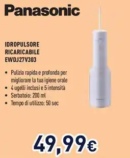 Unieuro Panasonic IDROPULSORE RICARICABILE EWDJ27V303 offerta