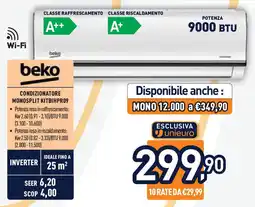Unieuro beko CONDIZIONATORE MONOSPLIT KITBIHPR09 offerta