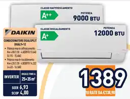 Unieuro DAIKIN CONDIZIONATORE DUALSPLIT DUAL9+12 offerta