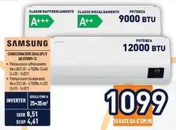 Unieuro SAMSUNG CONDIZIONATORE DUALSPLIT 40LUZON9+12 offerta