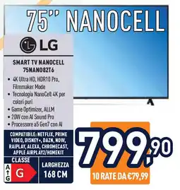 Unieuro LG SMART TV NANOCELL 75NAN082T6 offerta