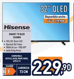 Unieuro Hisense SMART TV QLED 32A5NQ offerta