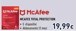 Unieuro Mcafee total protection offerta