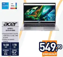 Unieuro acer ASPIRE 3 (A315-59-503M) offerta