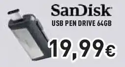 Unieuro SanDisk USB PEN DRIVE 64GB offerta