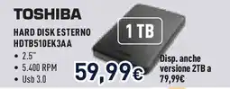 Unieuro TOSHIBA HARD DISK ESTERNO HDTB510EK3AA offerta