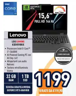 Unieuro Lenovo LOQ GAMING 83DV0108IX offerta