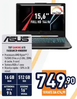 Unieuro ASUS TUF GAMING A15 FA506NCR-HN008W offerta