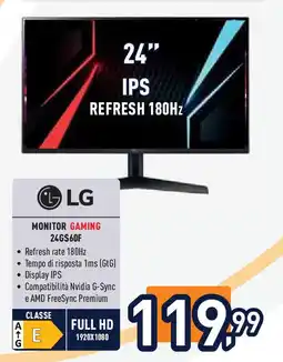 Unieuro LG MONITOR GAMING 24GS60F offerta