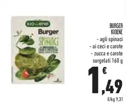 Conad Superstore Burger kioene - agli spinaci - ai ceci e carote - zucca e carote surgelati offerta