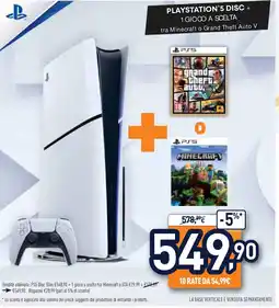 Unieuro PLAYSTATION 5 DISC + 1 GIOCO A SCELTA offerta