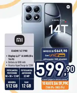 Unieuro XIAOMI 14T PRO offerta