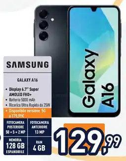Unieuro SAMSUNG GALAXY A16 offerta