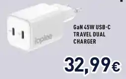 Unieuro ioplee GaN 45W USB-C TRAVEL DUAL CHARGER offerta