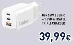Unieuro ioplee GaN 65W 2 USB-C +1 USB-A TRAVEL TRIPLE CHARGER offerta