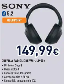 Unieuro SONY CUFFIA A PADIGLIONE WH-ULT900N offerta