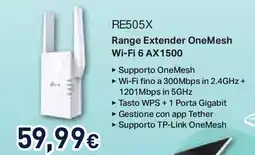 Unieuro tp-link RE505X Range Extender OneMesh Wi-Fi 6 AX1500 offerta