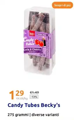 Action Candy Tubes Becky's offerta