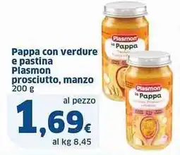 Sigma Pappa con verdure e pastina Plasmon prosciutto, manzo offerta