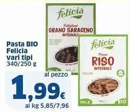 Sigma Pasta BIO Felicia vari tipi offerta