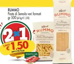 Despar RUMMO Pasta di Semola vari formati offerta