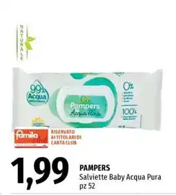 Famila PAMPERS Salviette Baby Acqua Pura pz 52 offerta