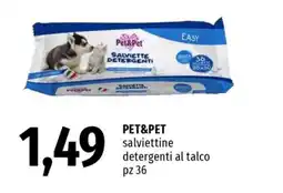 Famila PET&PET salviettine detergenti al talco pz 36 offerta